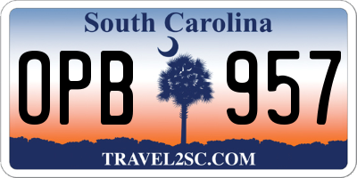 SC license plate OPB957
