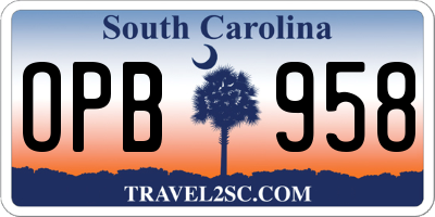 SC license plate OPB958
