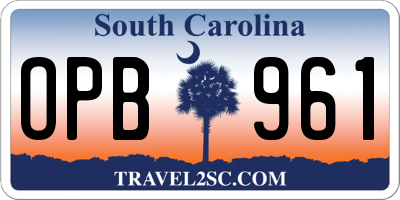 SC license plate OPB961