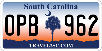 SC license plate OPB962