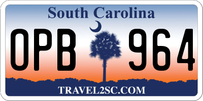 SC license plate OPB964