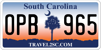SC license plate OPB965