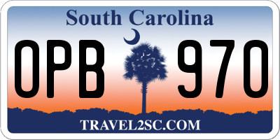 SC license plate OPB970
