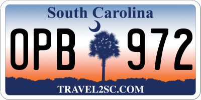 SC license plate OPB972