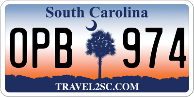 SC license plate OPB974