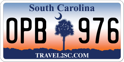 SC license plate OPB976