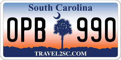 SC license plate OPB990