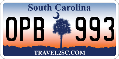 SC license plate OPB993