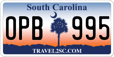 SC license plate OPB995