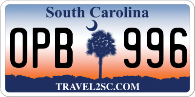 SC license plate OPB996