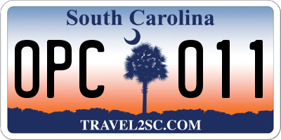 SC license plate OPC011
