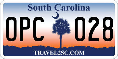 SC license plate OPC028
