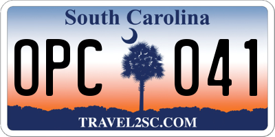 SC license plate OPC041