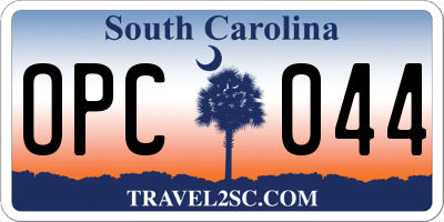 SC license plate OPC044