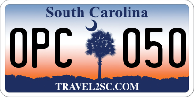 SC license plate OPC050