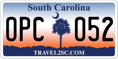 SC license plate OPC052