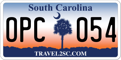 SC license plate OPC054