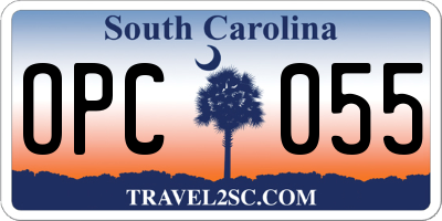 SC license plate OPC055