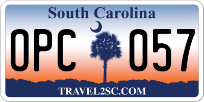 SC license plate OPC057