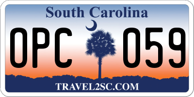 SC license plate OPC059