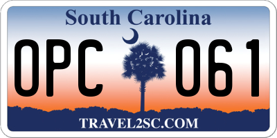 SC license plate OPC061
