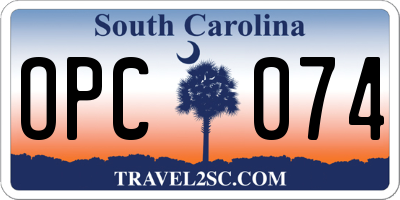 SC license plate OPC074