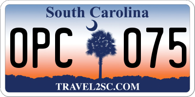 SC license plate OPC075