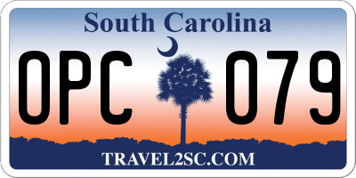 SC license plate OPC079