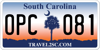 SC license plate OPC081