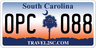 SC license plate OPC088