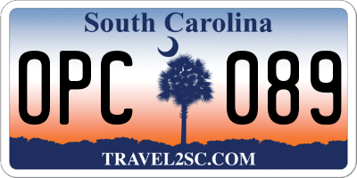 SC license plate OPC089