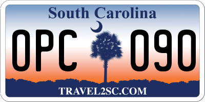 SC license plate OPC090
