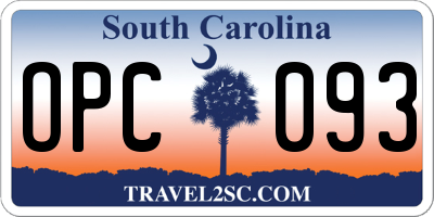 SC license plate OPC093