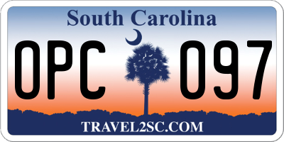 SC license plate OPC097