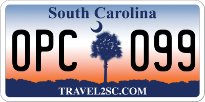 SC license plate OPC099