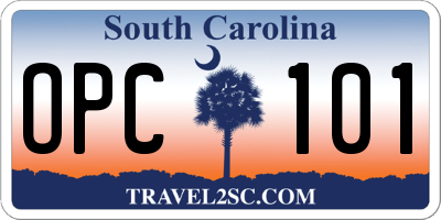 SC license plate OPC101