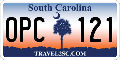 SC license plate OPC121