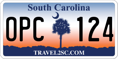 SC license plate OPC124