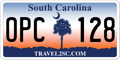 SC license plate OPC128