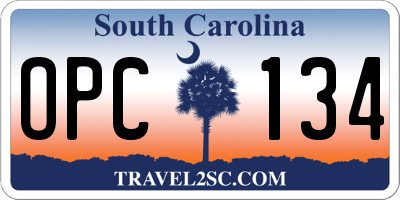 SC license plate OPC134