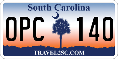 SC license plate OPC140