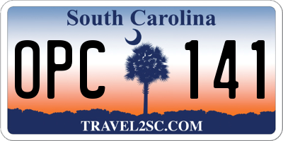 SC license plate OPC141