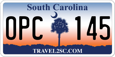 SC license plate OPC145