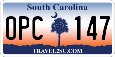 SC license plate OPC147