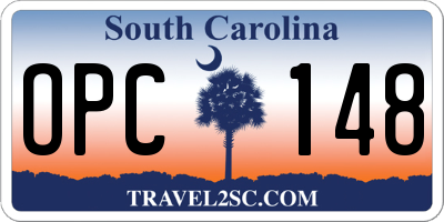 SC license plate OPC148