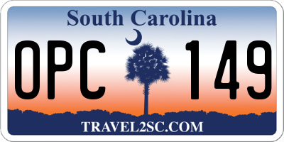 SC license plate OPC149