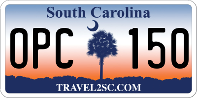 SC license plate OPC150