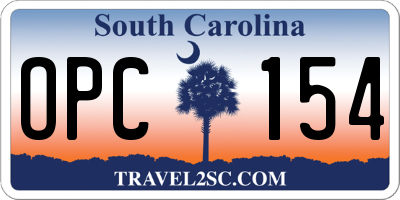 SC license plate OPC154