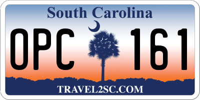 SC license plate OPC161