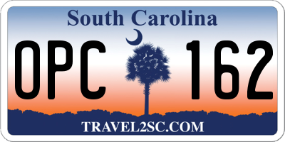 SC license plate OPC162